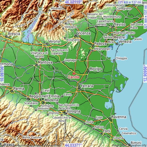 Topographic map of Canda