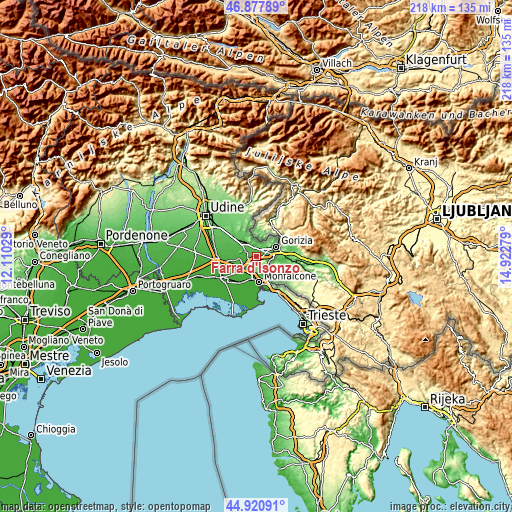 Topographic map of Farra d'Isonzo