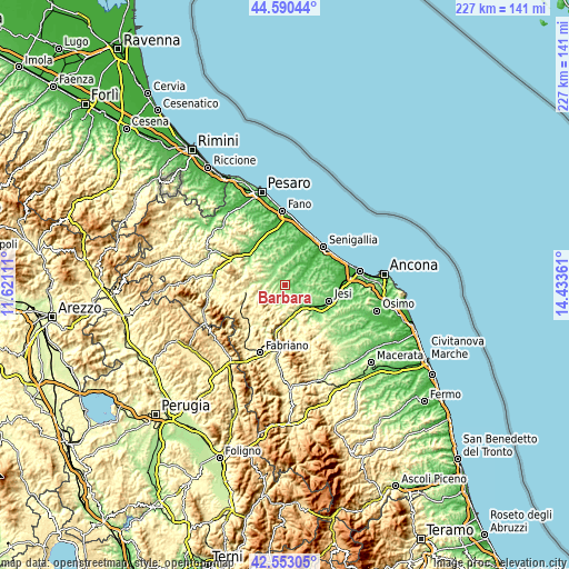 Topographic map of Barbara