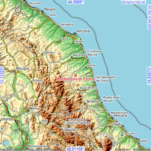 Topographic map of Monteleone di Fermo