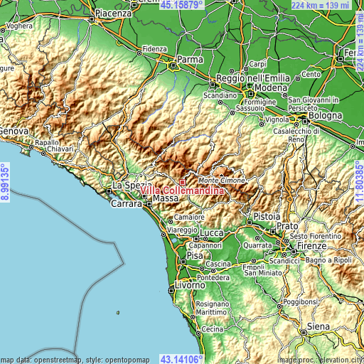 Topographic map of Villa Collemandina