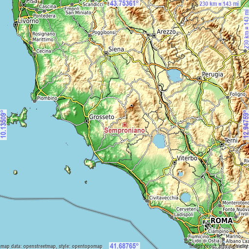 Topographic map of Semproniano