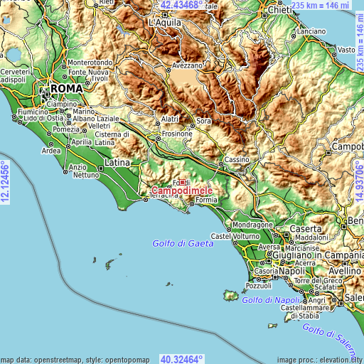 Topographic map of Campodimele