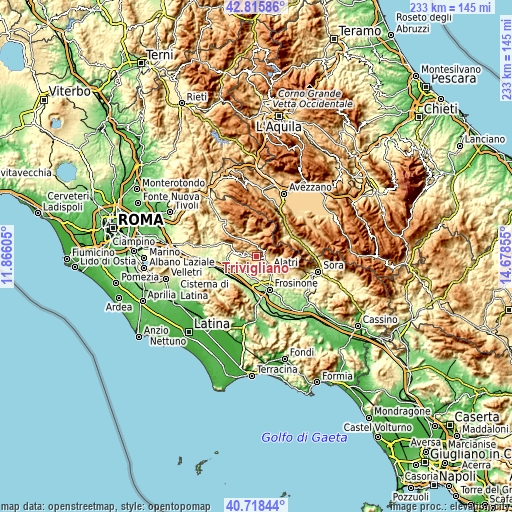 Topographic map of Trivigliano