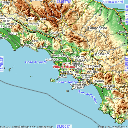 Topographic map of Villa di Briano