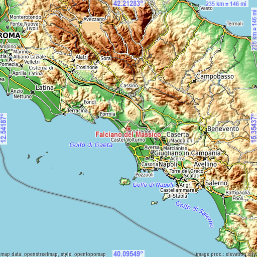 Topographic map of Falciano del Massico