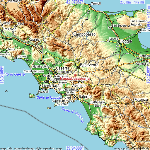 Topographic map of Roccabascerana