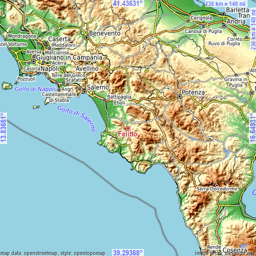 Topographic map of Felitto