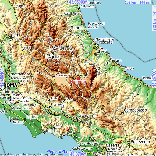 Topographic map of Bugnara