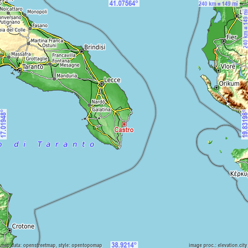 Topographic map of Castro