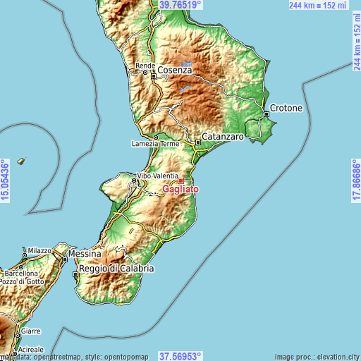 Topographic map of Gagliato