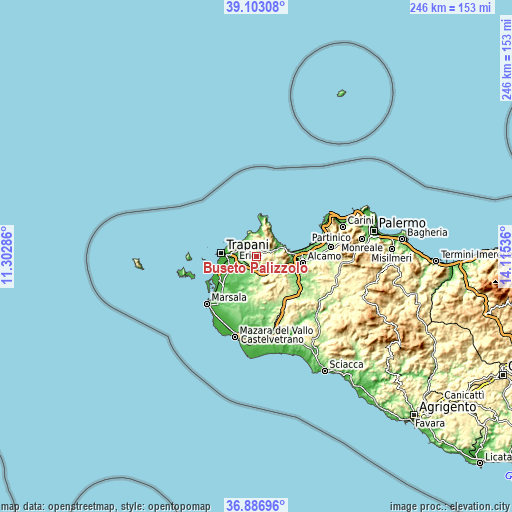 Topographic map of Buseto Palizzolo