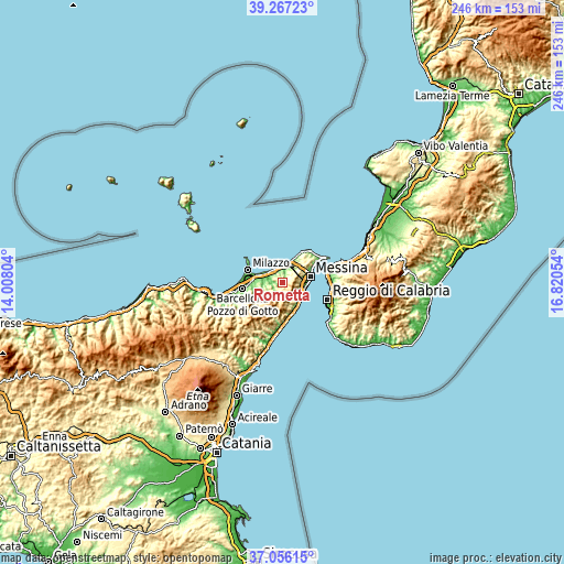 Topographic map of Rometta
