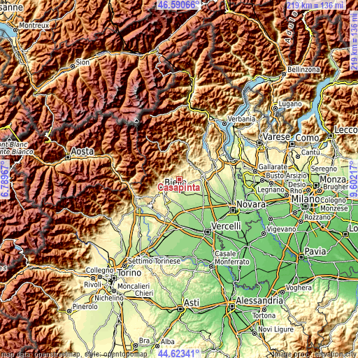 Topographic map of Casapinta