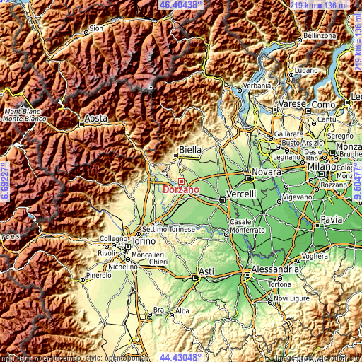 Topographic map of Dorzano