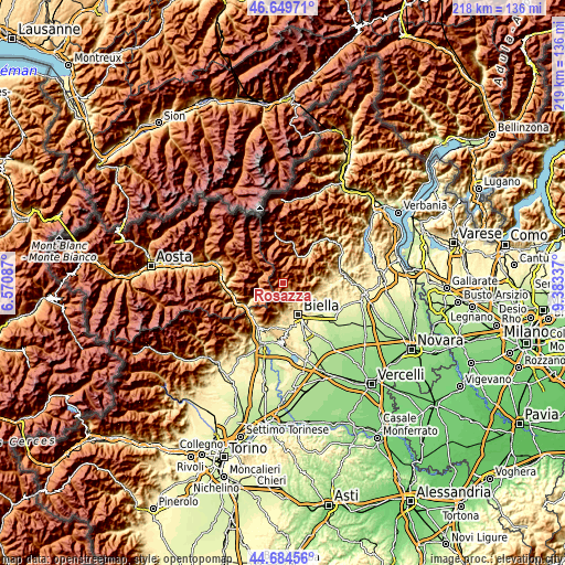 Topographic map of Rosazza