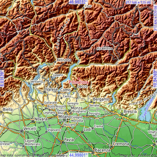 Topographic map of Primaluna