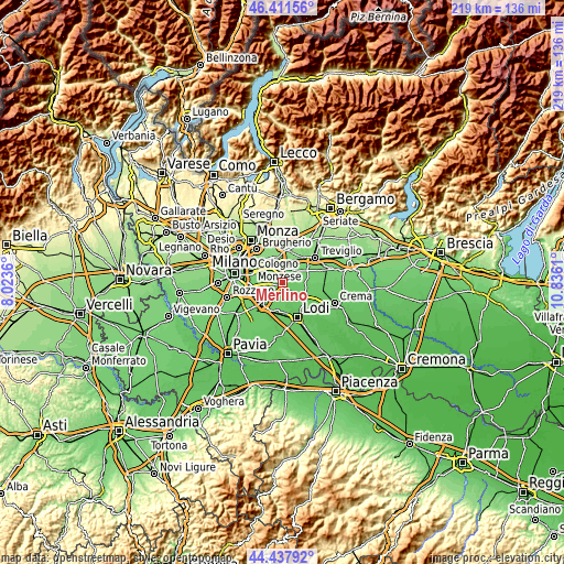 Topographic map of Merlino