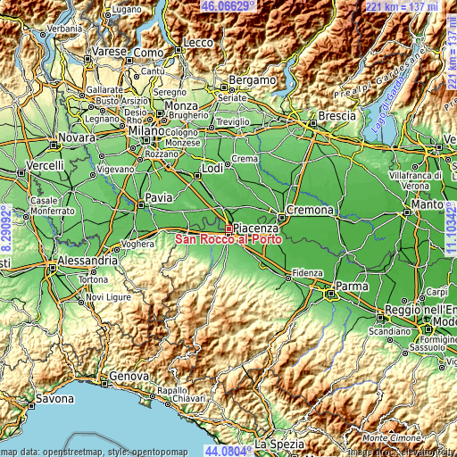 Topographic map of San Rocco al Porto