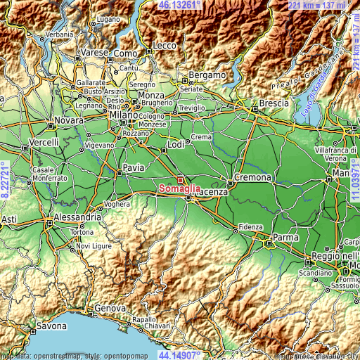 Topographic map of Somaglia
