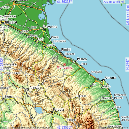 Topographic map of Mondaino