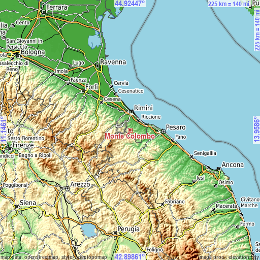 Topographic map of Monte Colombo