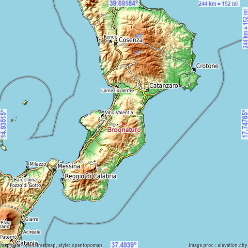 Topographic map of Brognaturo