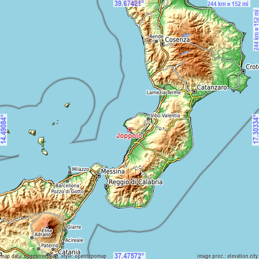 Topographic map of Joppolo