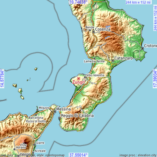 Topographic map of Zungri