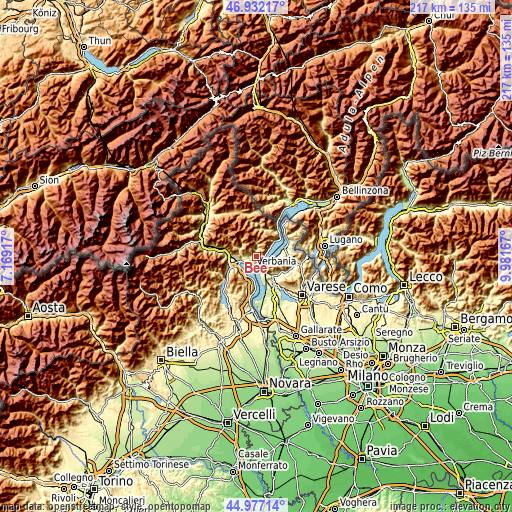 Topographic map of Bee