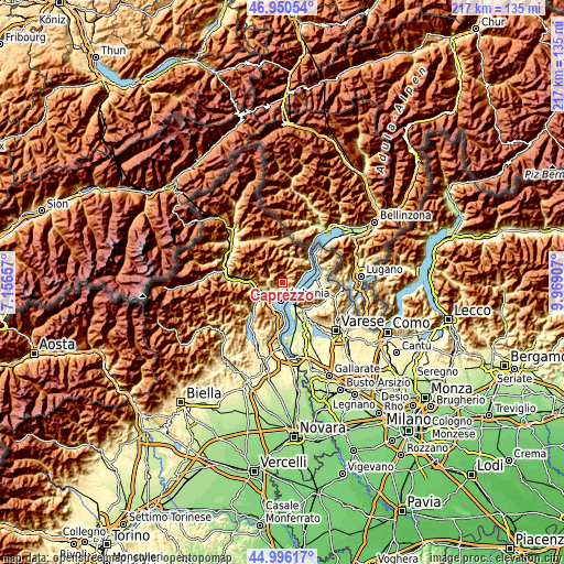 Topographic map of Caprezzo