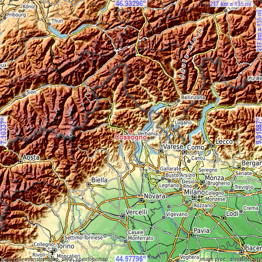 Topographic map of Cossogno