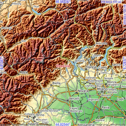 Topographic map of Massiola