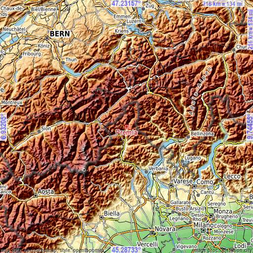 Topographic map of Premia