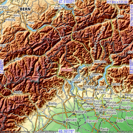 Topographic map of Toceno