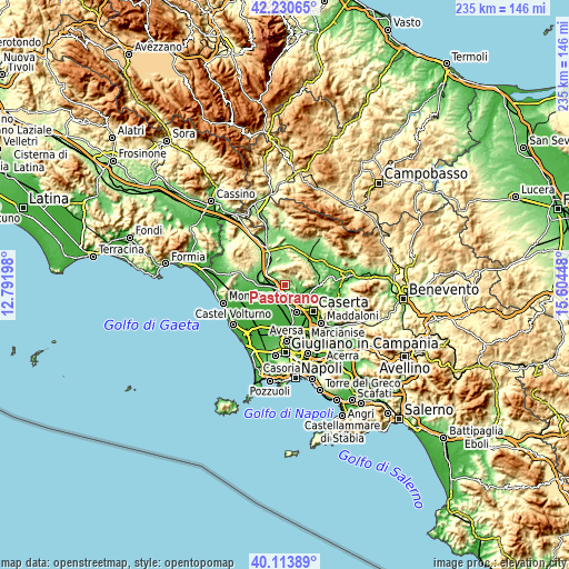 Topographic map of Pastorano