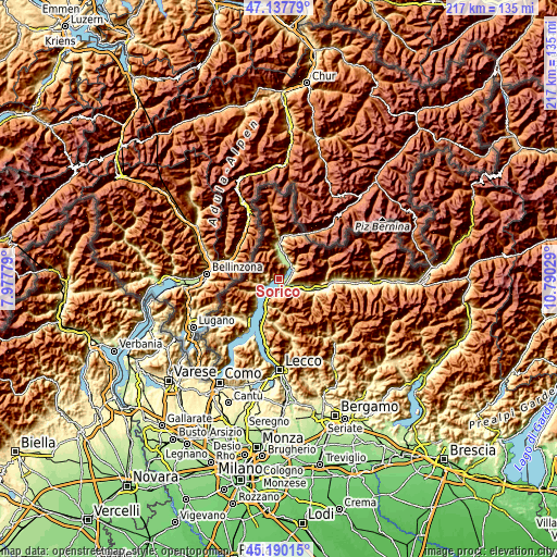 Topographic map of Sorico