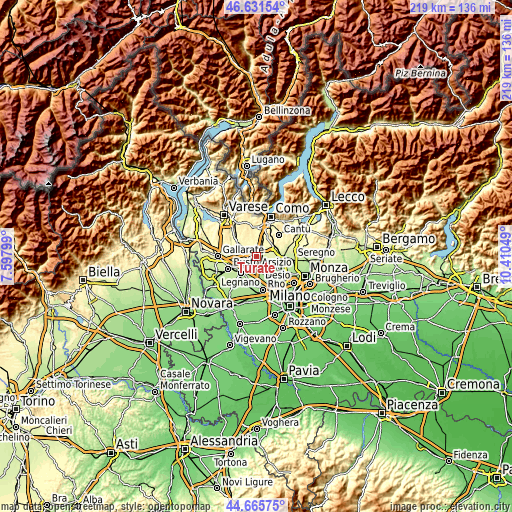 Topographic map of Turate