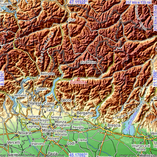 Topographic map of Colorina