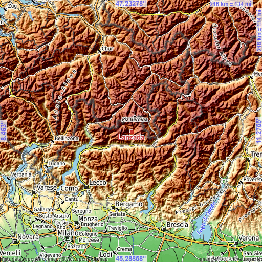 Topographic map of Lanzada