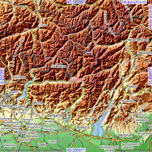 Topographic map of Lovero