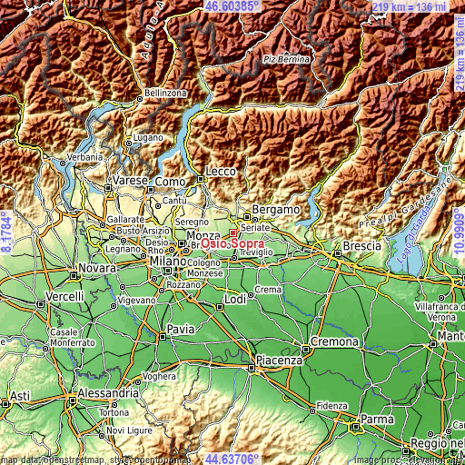 Topographic map of Osio Sopra