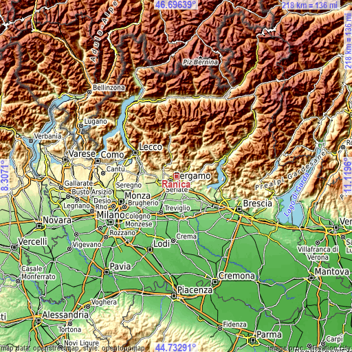 Topographic map of Ranica