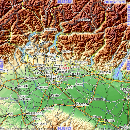 Topographic map of Solza