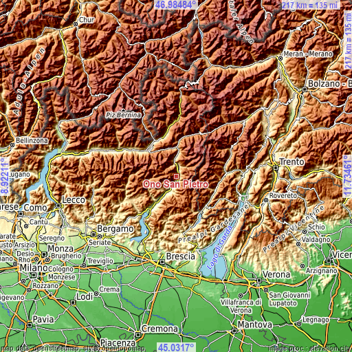 Topographic map of Ono San Pietro