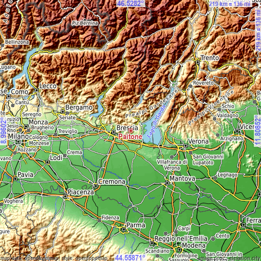 Topographic map of Paitone