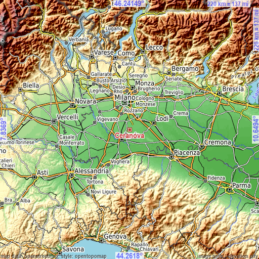 Topographic map of Ceranova