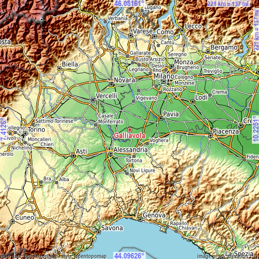 Topographic map of Galliavola