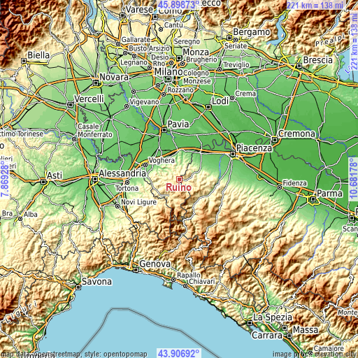 Topographic map of Ruino