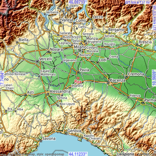 Topographic map of Rea